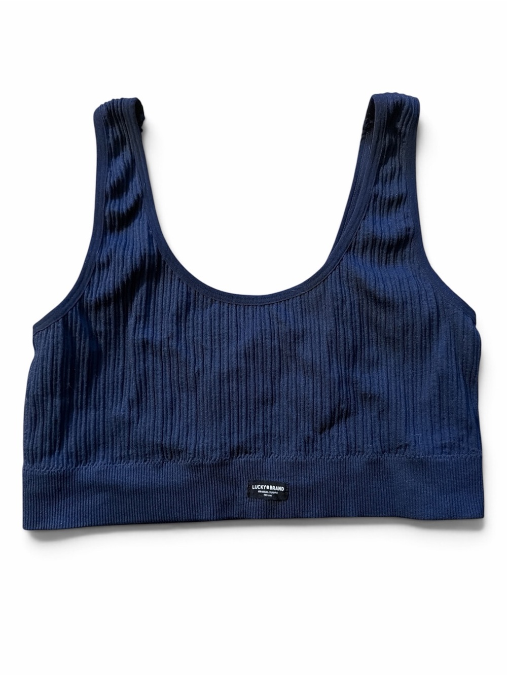 Lucky Brand Navy Ribbed Seamless Comfort Bra Size L